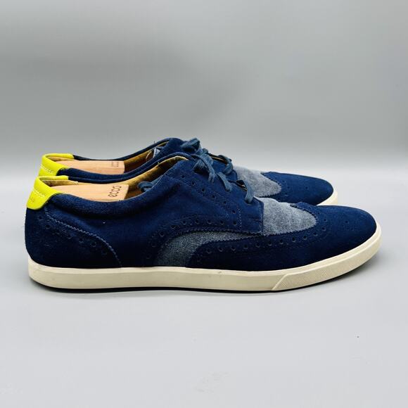 Cole Haan Shoes Mens 11 Blue Suede Wingtip Oxford Brogue Sneaker Lace Up - Picture 1 of 12